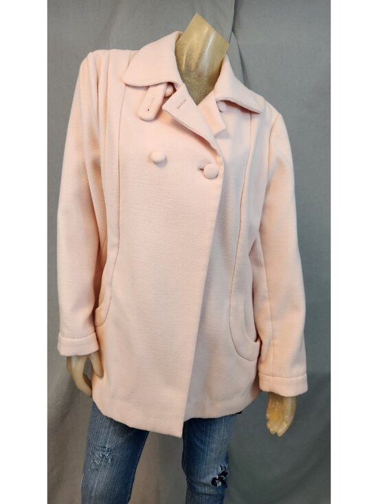 Chico's Jackets & Blazers - Chicos Solid Pink Button Dressy Peacoat Jacket Coat Womens Size 2 LARGE US 12